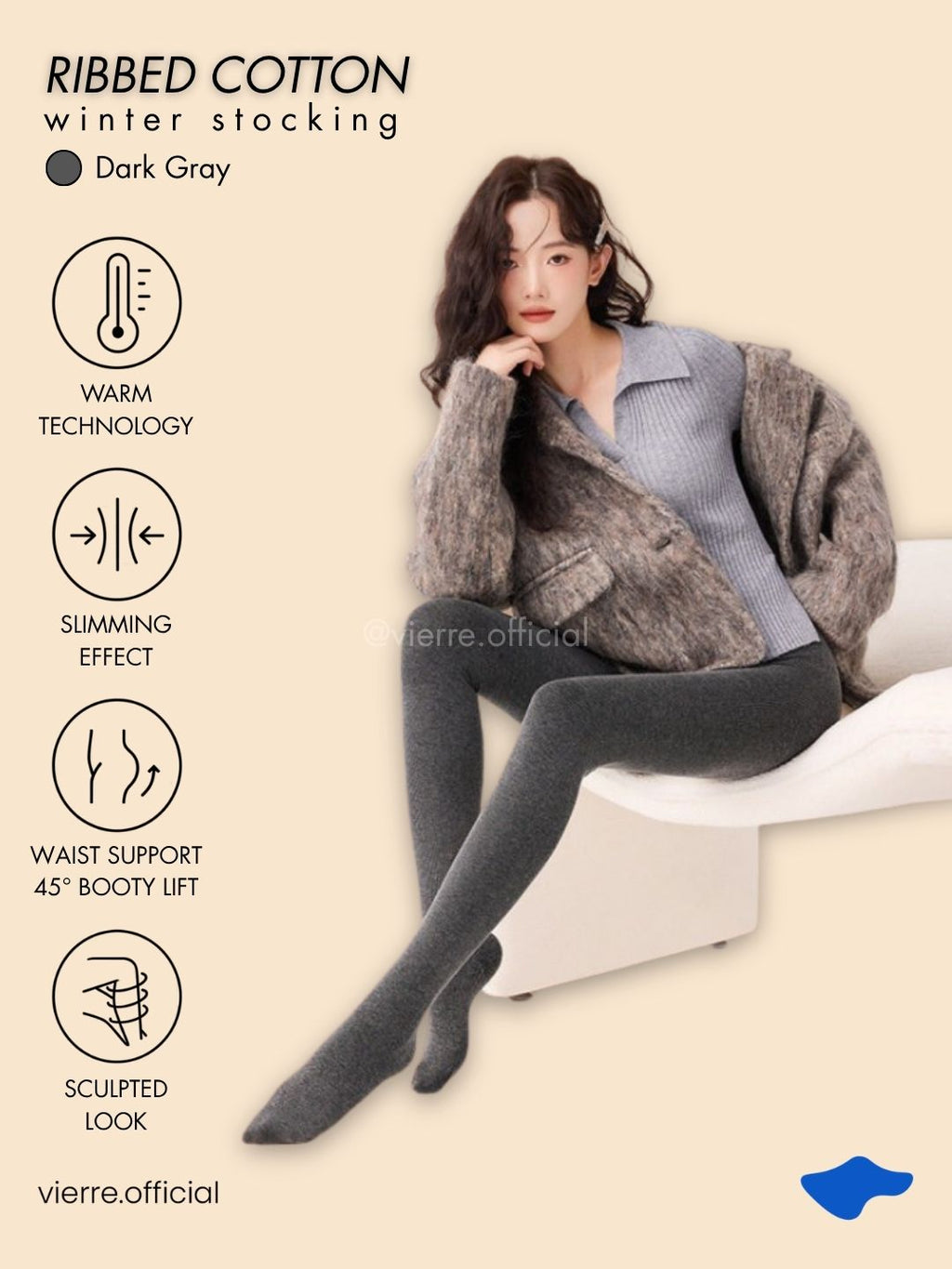 Woman - Ribbed Cotton Winter Stocking