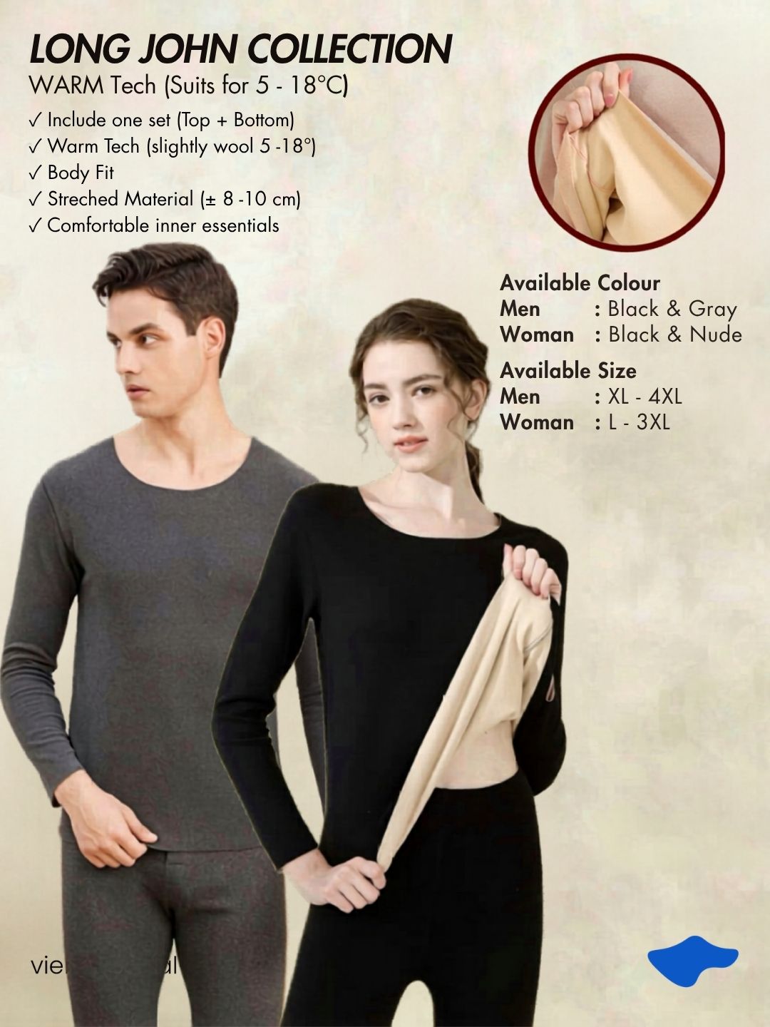 WOMAN / MAN - WARM Tech Longjohn (Suits for 5 - 18°C)