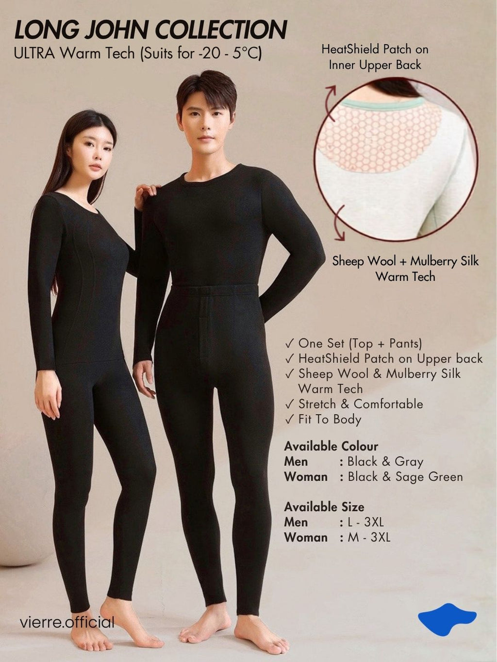 WOMAN / MAN - ULTRA Warm Tech Longjohn (Suits for -20 ~ 5°C)