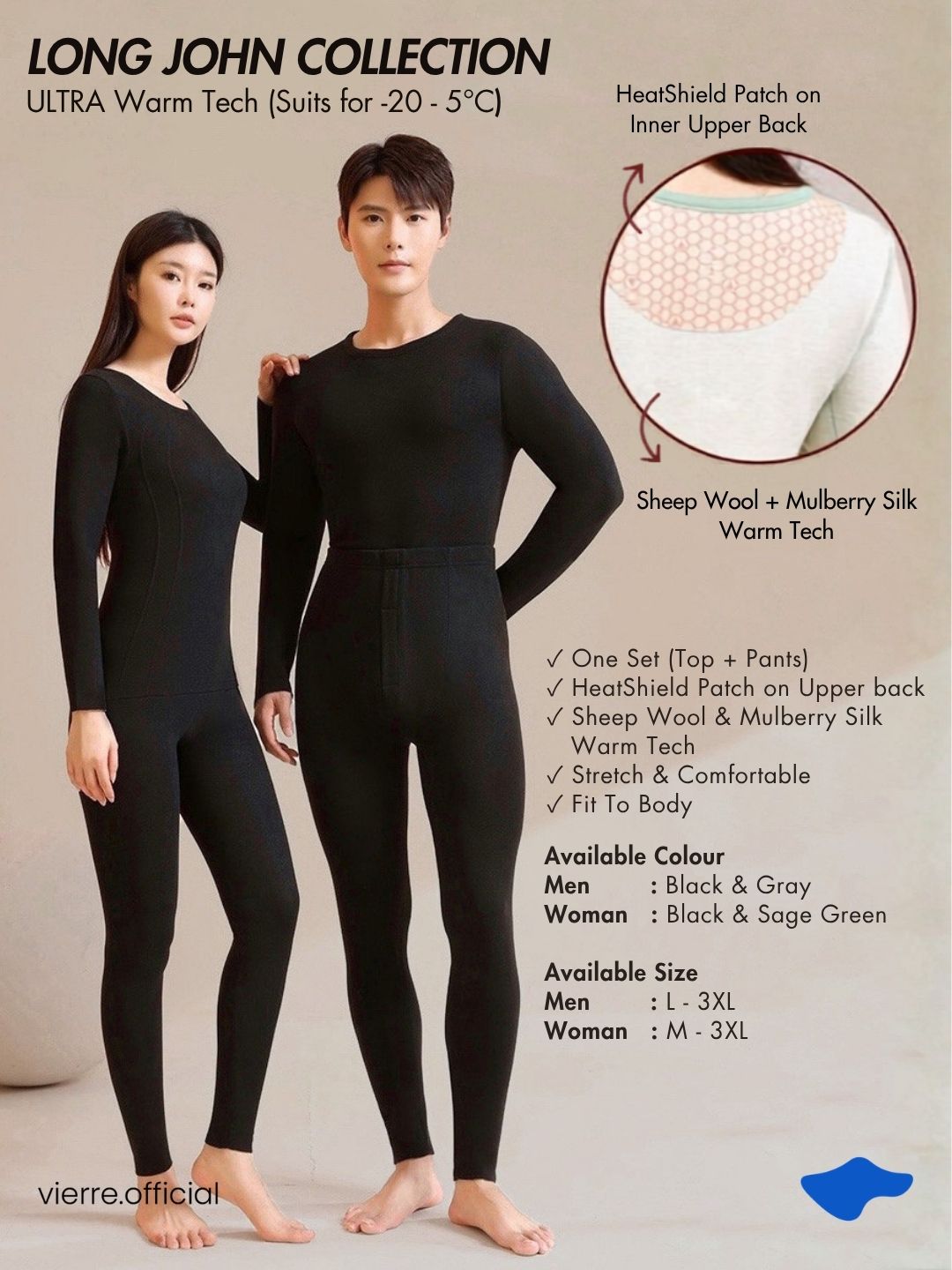 WOMAN / MAN - ULTRA Warm Tech Longjohn (Suits for -20 ~ 5°C)