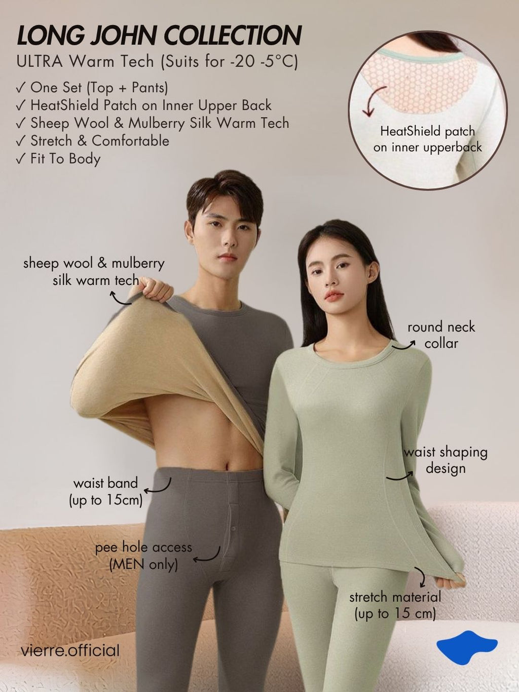 WOMAN / MAN - ULTRA Warm Tech Longjohn (Suits for -20 ~ 5°C)